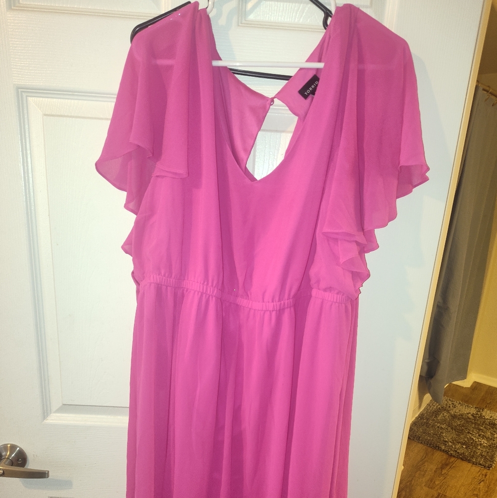 Torrid Lightweight Midi Hot Pink Dress Size 4